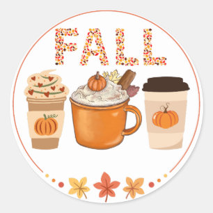 Herfst Pumpkin Spice Coffee – Autumn Latte Ronde Sticker