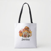 Herfst Pumpkin Spice Gnome Canvas tas (Voorkant)