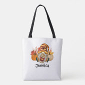 Herfst Pumpkin Spice Gnome Canvas tas (Achterkant)