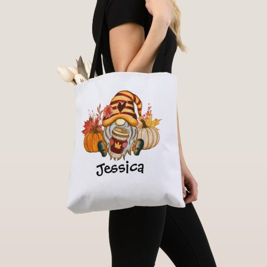 Herfst Pumpkin Spice Gnome Canvas tas (Dichtbij)