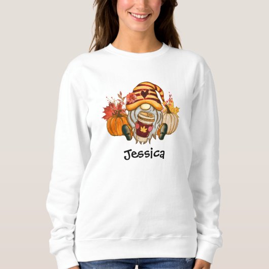 Herfst Pumpkin Spice Gnome Woman's Basic Sweatshir Trui (Voorkant)