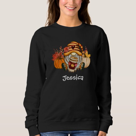 Herfst Pumpkin Spice Gnome Woman's Basic Sweatshir Trui (Voorkant)