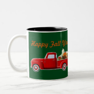 Herfst Pumpkin Spice Latte Little Red Truck Tweekleurige Koffiemok