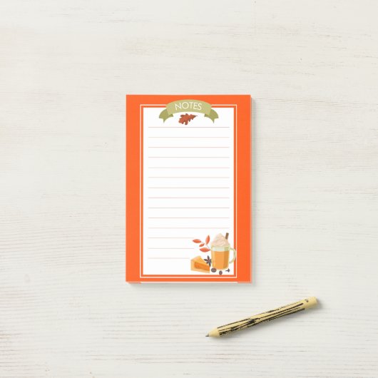 Herfst Pumpkin Spice Post-It Notes (Op bureau)