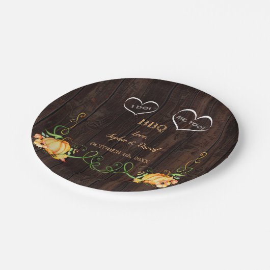 Herfst Pumpkin String Lights Old Barn I DO BBQ Papieren Bordje (Gekanteld)