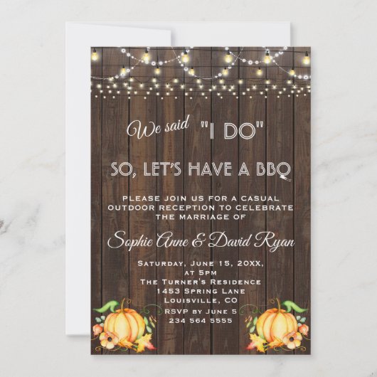 Herfst Pumpkin String Lights Wood I DO BBQ Kaart (Voorkant)