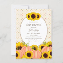 Herfst Pumpkin Sunflower Baby shower Uitnodiging