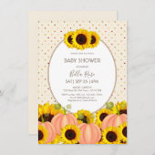 Herfst Pumpkin Sunflower Baby shower Uitnodiging (Voorkant / Achterkant)