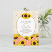 Herfst Pumpkin Sunflower Baby shower Uitnodiging (Staand voorkant)