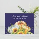 Herfst Pumpkin Sunflower Weddenschap Hartelijk dan Bedankkaart (Staand voorkant)