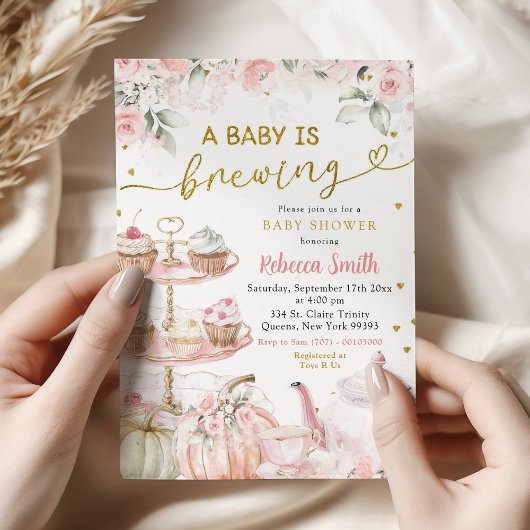 Herfst Pumpkin Tea Party Baby is Baby shower brouw Kaart