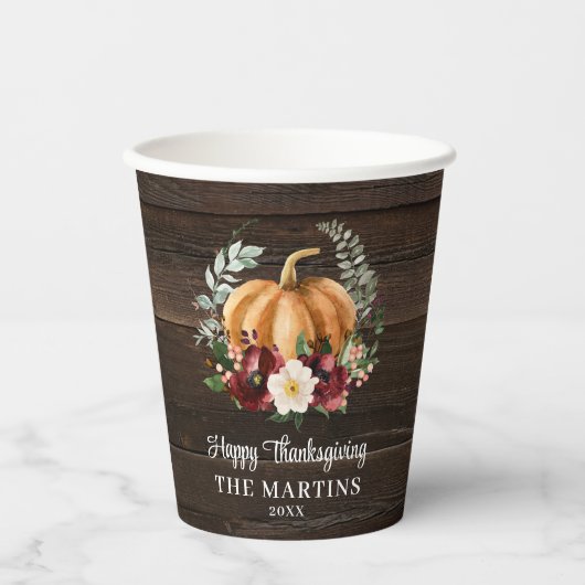 Herfst Pumpkin-Thanksgiving Papieren Bekers (Voorkant)