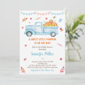 Herfst Pumpkin Truck Baby shower Kaart (Staand voorkant)