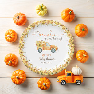 Herfst Pumpkin Truck Baby shower Papieren Bordje