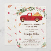 Herfst Pumpkin Truck Baby shower Uitnodiging (Voorkant / Achterkant)