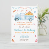 Herfst Pumpkin Truck Birthday Kaart (Staand voorkant)