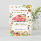 Herfst Pumpkin Truck Birthday Uitnodiging (Staand voorkant)