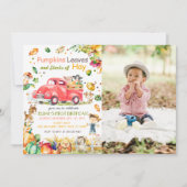 Herfst Pumpkin Truck Foto Birthday Uitnodiging (Voorkant)