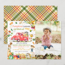 Herfst Pumpkin Truck Foto Birthday Uitnodiging