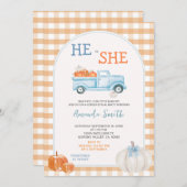 Herfst Pumpkin Truck Geslacht Onthulling Uitnodige Kaart (Voorkant / Achterkant)