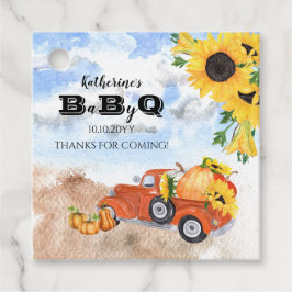 Herfst Pumpkin Truck | Zonnebloemen Baby BBQ Showe Bedankjes Labels
