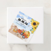 Herfst Pumpkin Truck | Zonnebloemen Baby BBQ Showe Bedankjes Labels (In situ)
