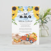 Herfst Pumpkin Truck | Zonnebloemen Baby BBQ Showe Kaart (Staand voorkant)