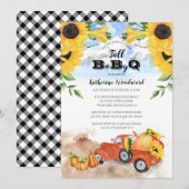 Herfst Pumpkin Truck | Zonnebloemen Baby BBQ Showe Kaart (Voorkant / Achterkant)