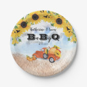 Herfst Pumpkin Truck | Zonnebloemen Baby BBQ Showe Papieren Bordje (Voorkant)