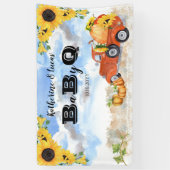 Herfst Pumpkin Truck | Zonnebloemen Baby BBQ Showe Spandoek (Verticaal)