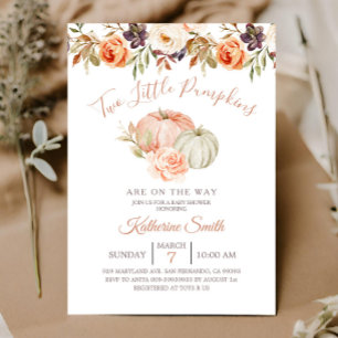 Herfst Pumpkin Twee kleine pompoenen Baby shower Kaart