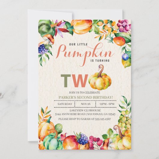 Herfst Pumpkin tweede uitnodiging (Voorkant)