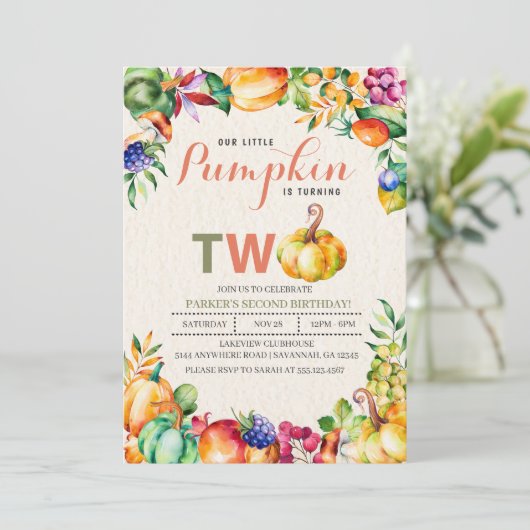 Herfst Pumpkin tweede uitnodiging (Staand voorkant)