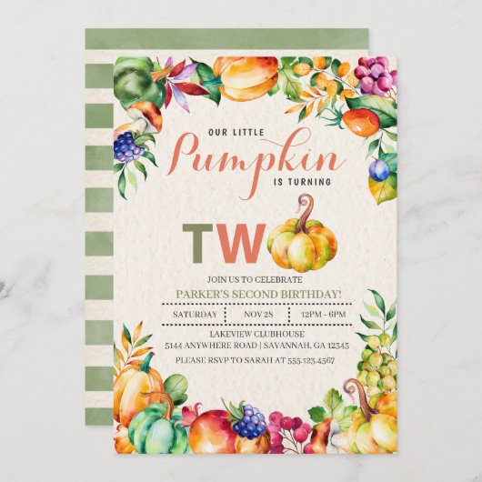 Herfst Pumpkin tweede uitnodiging (Voorkant / Achterkant)