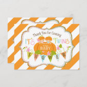 Herfst Pumpkin Twins Gold Glitter Hartelijk dank Bedankkaart (Voorkant / Achterkant)