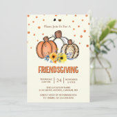 Herfst Pumpkin Vriendendankdinerfeest  Kaart (Staand voorkant)