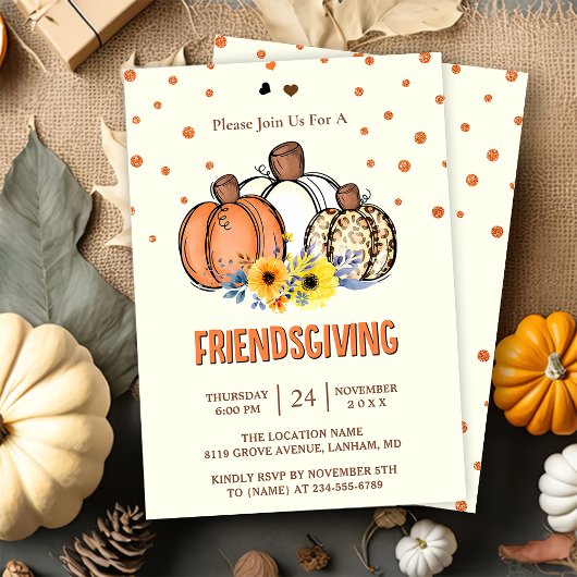 Herfst Pumpkin Vriendendankdinerfeest  Kaart