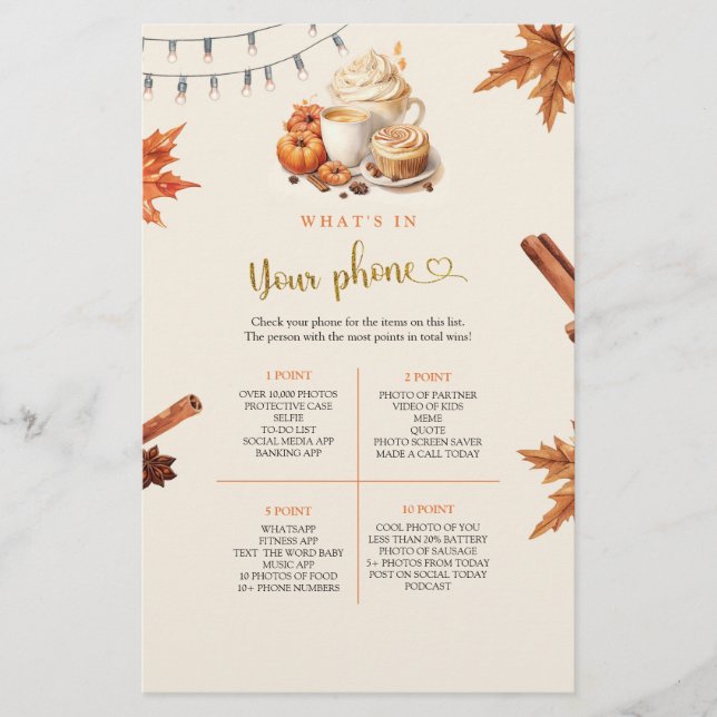 Herfst Pumpkin Wat zit er in je telefoon spel (Voorkant)