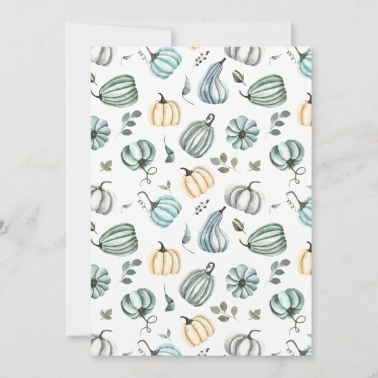 Herfst Pumpkin Waterverf 1e verjaardag Uitnodiging (Achterkant)