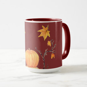 Herfst Pumpkin Waterverf Thanksgiving art. Mok