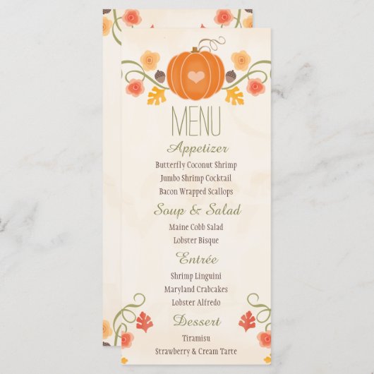 Herfst Pumpkin Wedding Menu (Voorkant / Achterkant)