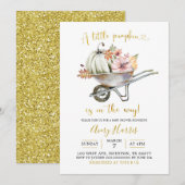 Herfst Pumpkin Wheelbarrow Baby shower Invitation Kaart (Voorkant / Achterkant)