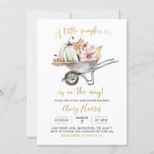 Herfst Pumpkin Wheelbarrow Baby shower Invitation Kaart