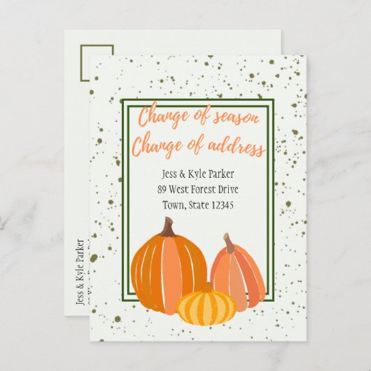 Herfst Pumpkin Wijziging van seizoen Adres wijzige Aankondigingskaart (Voorkant / Achterkant)