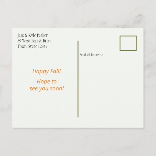 Herfst Pumpkin Wijziging van seizoen Adres wijzige Aankondigingskaart (Achterkant)