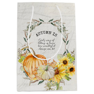 Herfst Pumpkin Zonnebloem Waterverf Floral ontbind Medium Cadeauzakje