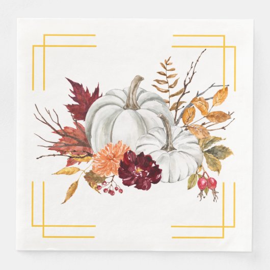 Herfst Pumpkins and Florals Servet (Voorkant)