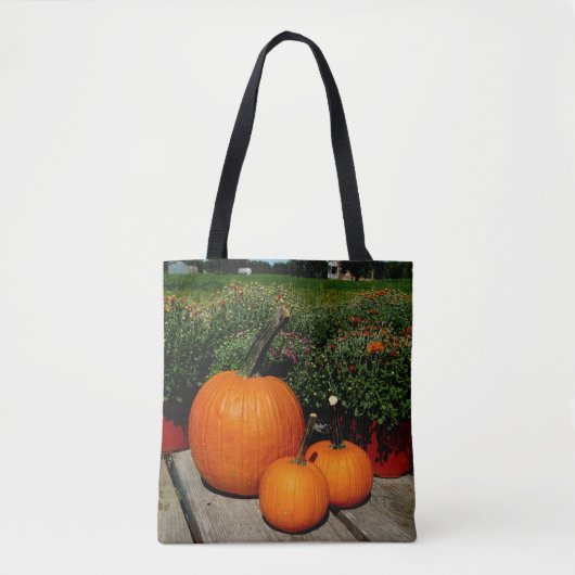 Herfst Pumpkins and Mums op een Tote Bag (Voorkant)