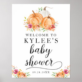 Herfst Pumpkins Baby shower WelkomstPoster Poster