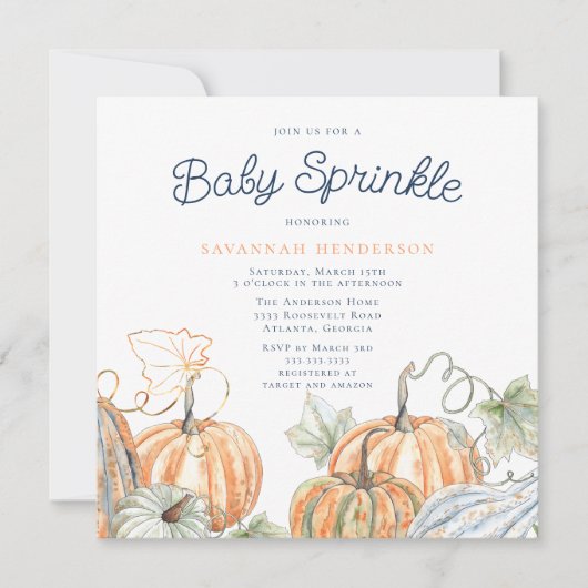 Herfst Pumpkins Baby Sprinkle Kaart (Voorkant)